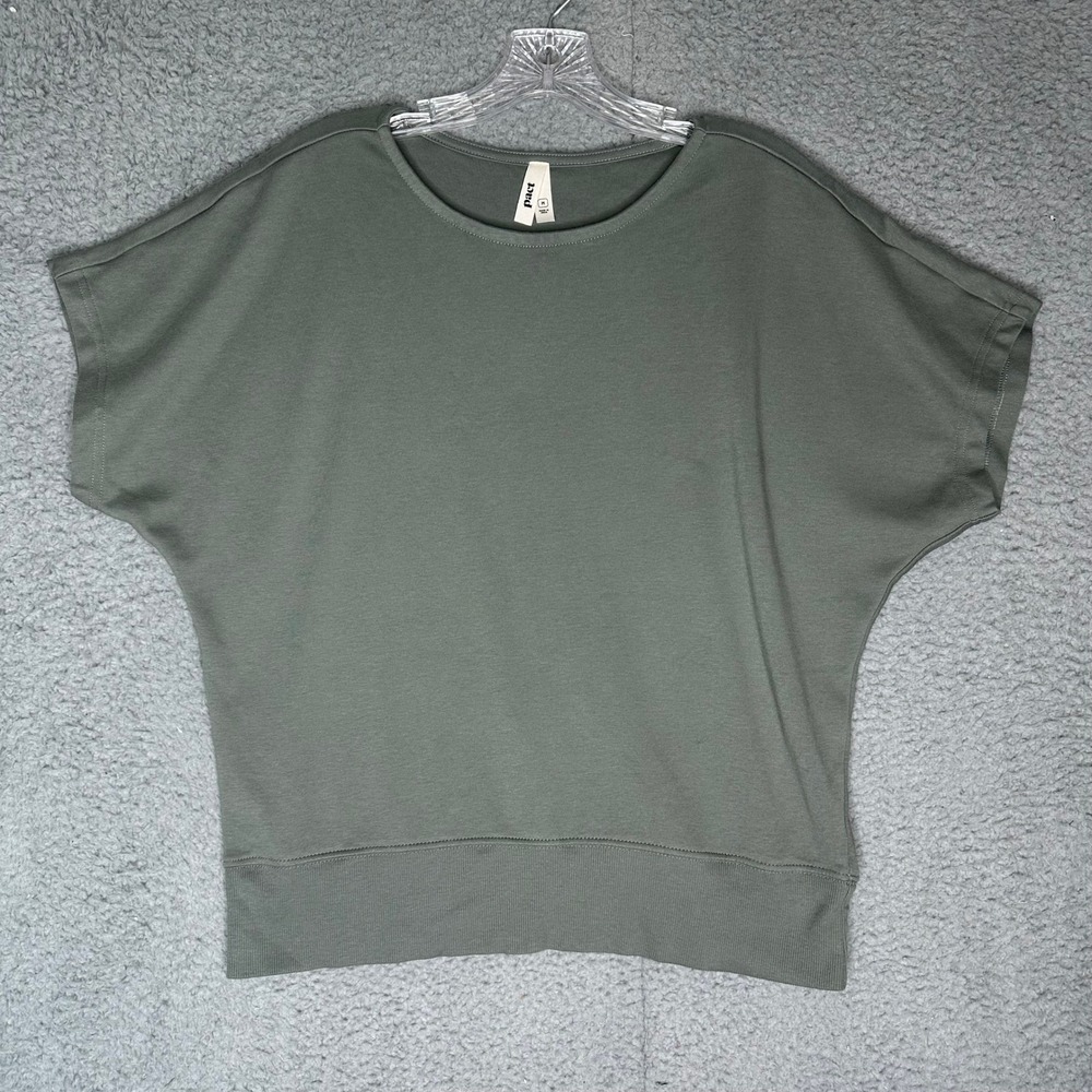 Pact Organic Cotton Dolman Sleeve Top Sage Green Womens Size Medium
